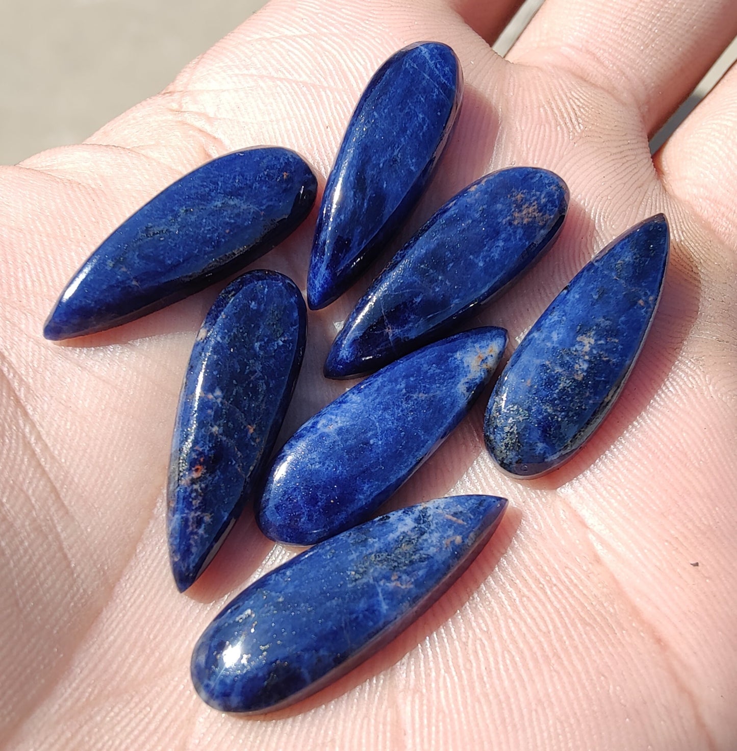 AAA+ QUALITY NATURAL SODALITE TEARDROP SHAPE CABOCHON BIG PEAR SHAPE FLAT BACK CALIBRATED BEDA SHAPE GEMSTONES, ALL SIZES AVAILABLE