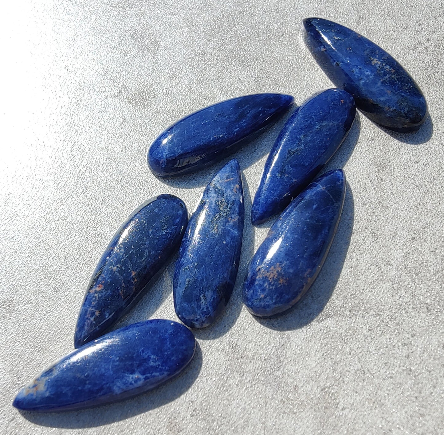 AAA+ QUALITY NATURAL SODALITE TEARDROP SHAPE CABOCHON BIG PEAR SHAPE FLAT BACK CALIBRATED BEDA SHAPE GEMSTONES, ALL SIZES AVAILABLE