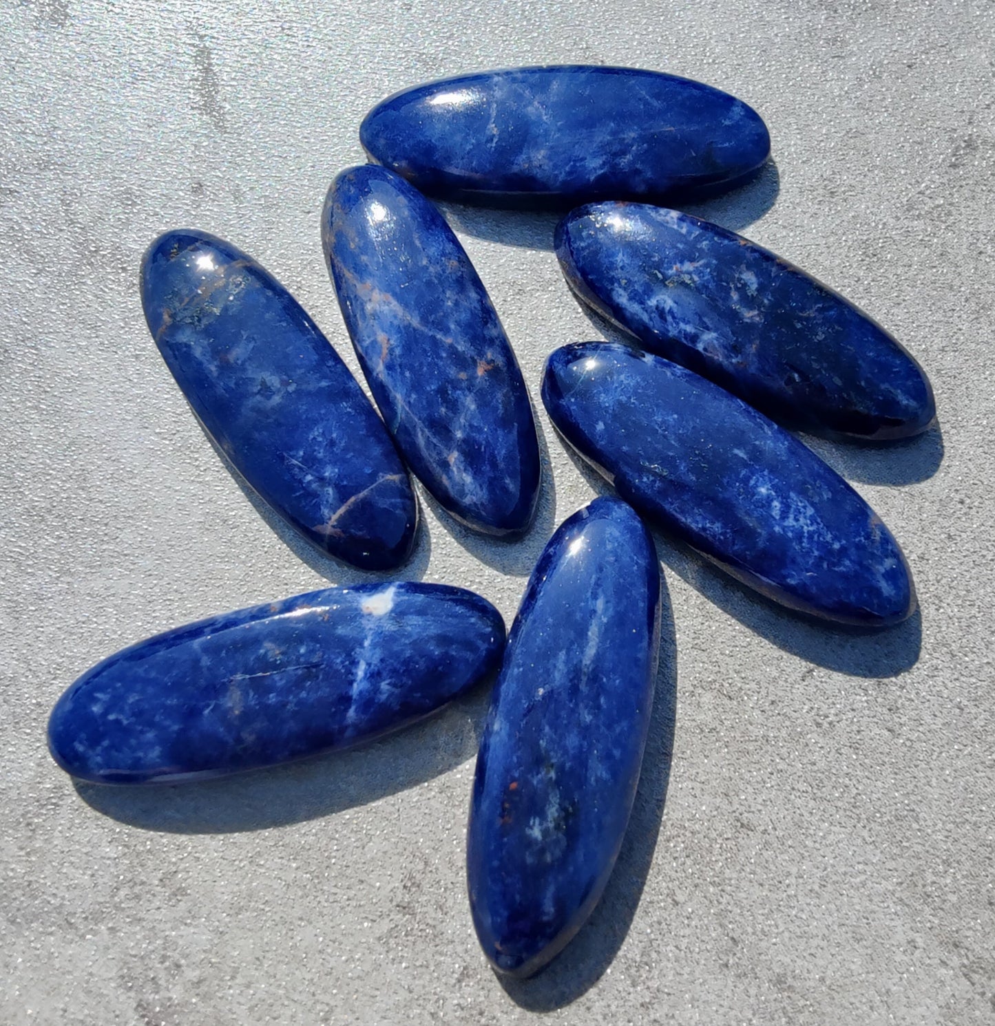 AAA+ QUALITY NATURAL SODALITE BIG OVAL SHAPE CABOCHON FLAT BACK CALIBRATED BEDA SHAPE GEMSTONES, ALL SIZES AVAILABLE