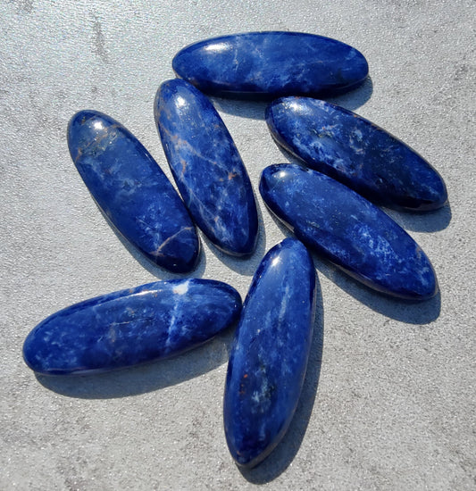 AAA+ QUALITY NATURAL SODALITE BIG OVAL SHAPE CABOCHON FLAT BACK CALIBRATED BEDA SHAPE GEMSTONES, ALL SIZES AVAILABLE