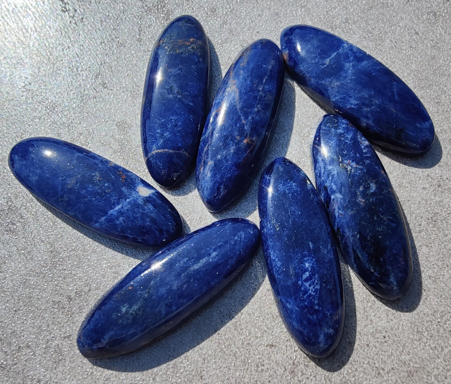AAA+ QUALITY NATURAL SODALITE BIG OVAL SHAPE CABOCHON FLAT BACK CALIBRATED BEDA SHAPE GEMSTONES, ALL SIZES AVAILABLE