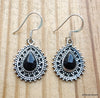 925 SOLID STERLING SILVER NATURAL BLACK ONYX GEMSTONE HOOK EARRING
