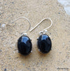 925 SOLID STERLING SILVER NATURAL BLACK ONYX GEMSTONE HOOK EARRING
