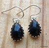925 SOLID STERLING SILVER NATURAL BLACK ONYX GEMSTONE HOOK EARRING