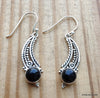 925 SOLID STERLING SILVER NATURAL BLACK ONYX GEMSTONE HOOK EARRING