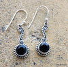 925 SOLID STERLING SILVER NATURAL BLACK ONYX GEMSTONE HOOK EARRING