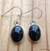 925 SOLID STERLING SILVER NATURAL BLACK ONYX GEMSTONE HOOK EARRING