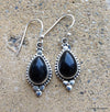 925 SOLID STERLING SILVER NATURAL BLACK ONYX GEMSTONE HOOK EARRING