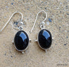 925 SOLID STERLING SILVER NATURAL BLACK ONYX GEMSTONE HOOK EARRING