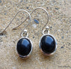 925 SOLID STERLING SILVER NATURAL BLACK ONYX GEMSTONE HOOK EARRING