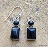 925 SOLID STERLING SILVER NATURAL BLACK ONYX GEMSTONE HOOK EARRING