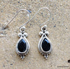 925 SOLID STERLING SILVER NATURAL BLACK ONYX GEMSTONE HOOK EARRING