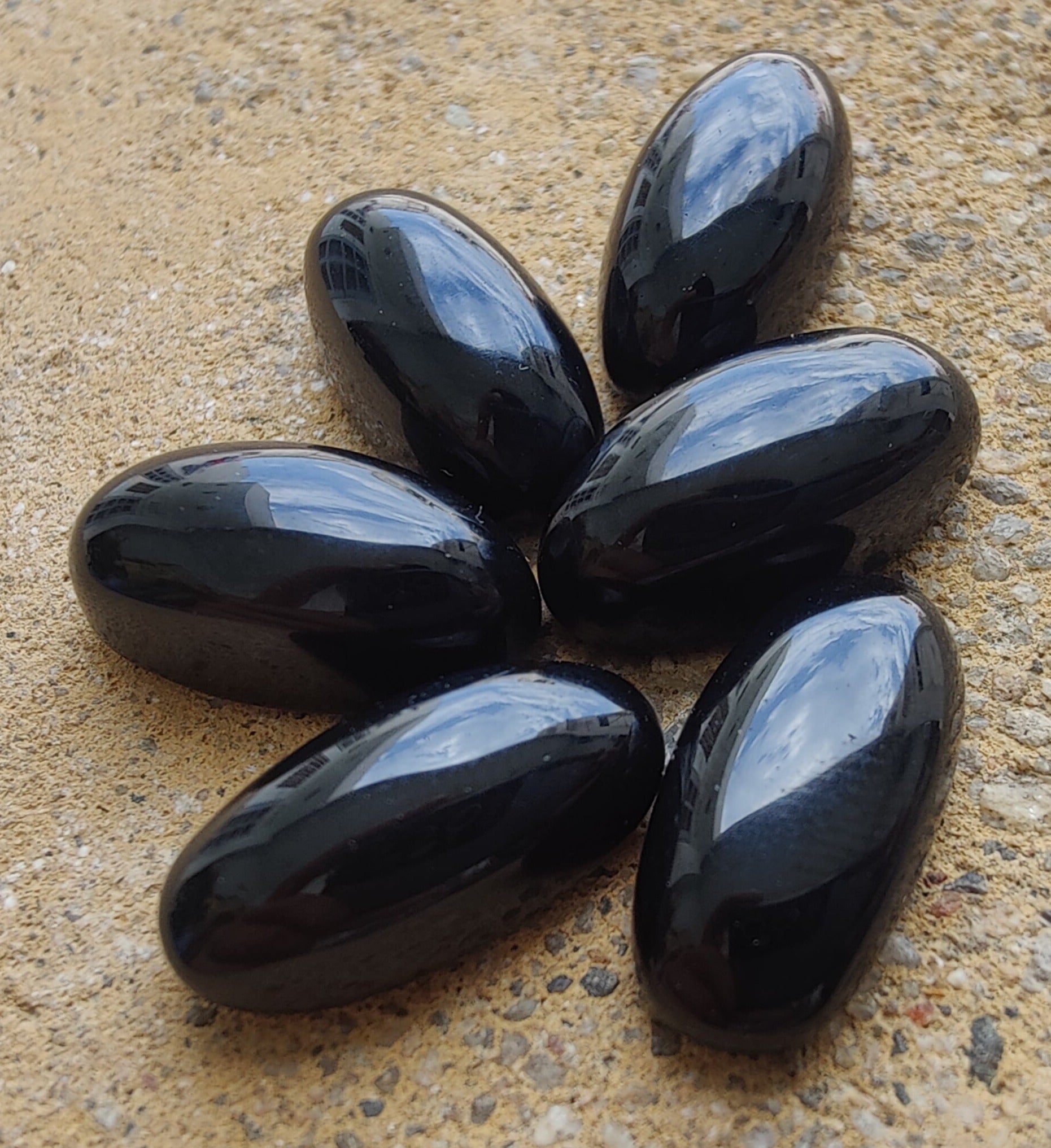 NATURAL BLACK ONYX BIG OVAL CABOCHON FLAT BACK BEDA SHAPE CALIBRATED GEMSTONES, ALL SIZES AVAILABLE