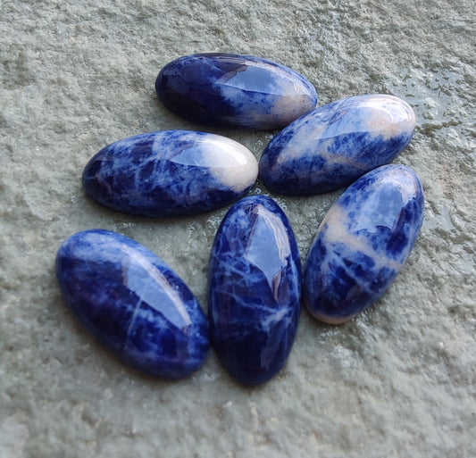 AAA+ QUALITY NATURAL SODALITE BIG OVAL SHAPE CABOCHON FLAT BACK CALIBRATED BEDA SHAPE GEMSTONES, ALL SIZES AVAILABLE