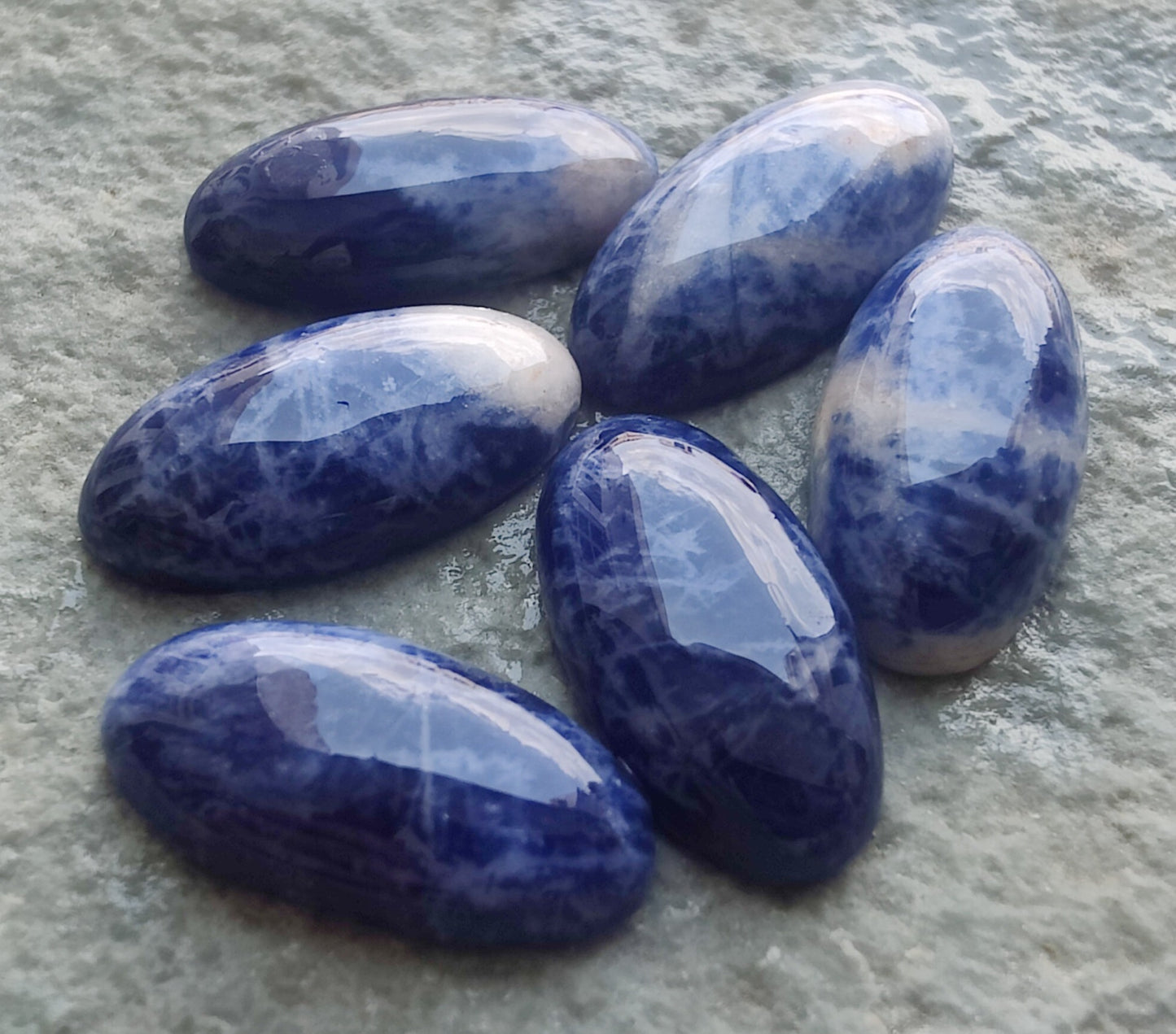 AAA+ QUALITY NATURAL SODALITE BIG OVAL SHAPE CABOCHON FLAT BACK CALIBRATED BEDA SHAPE GEMSTONES, ALL SIZES AVAILABLE