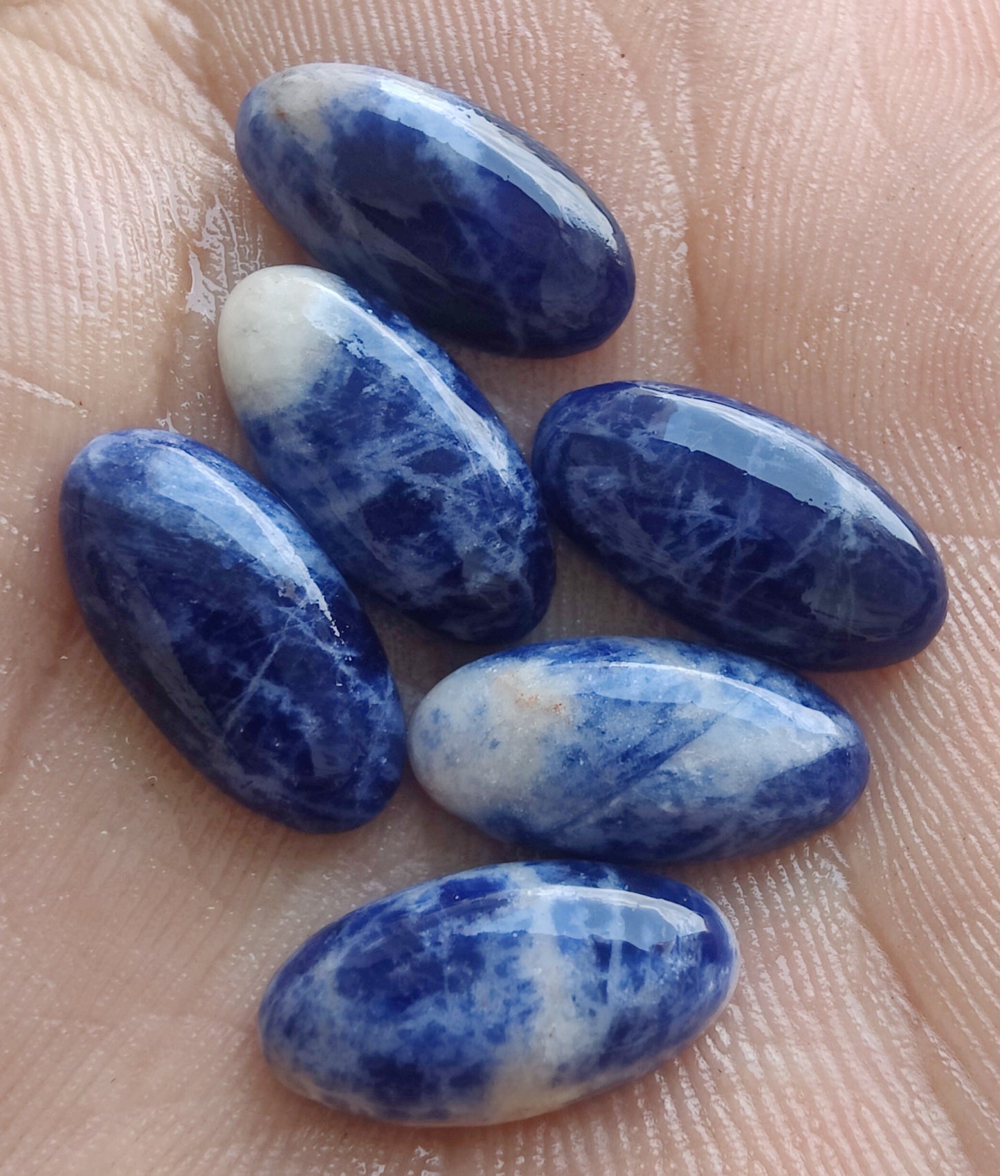 AAA+ QUALITY NATURAL SODALITE BIG OVAL SHAPE CABOCHON FLAT BACK CALIBRATED BEDA SHAPE GEMSTONES, ALL SIZES AVAILABLE