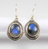 925 SOLID STERLING SILVER NATURAL LABRADORITE GEMSTONE HOOK EARRING