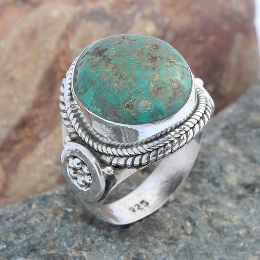 925 SOLID STERLING SILVER NATURAL TURQUOISE GEMSTONES HANDMADE RING, ALL SIZES AVAILABLE