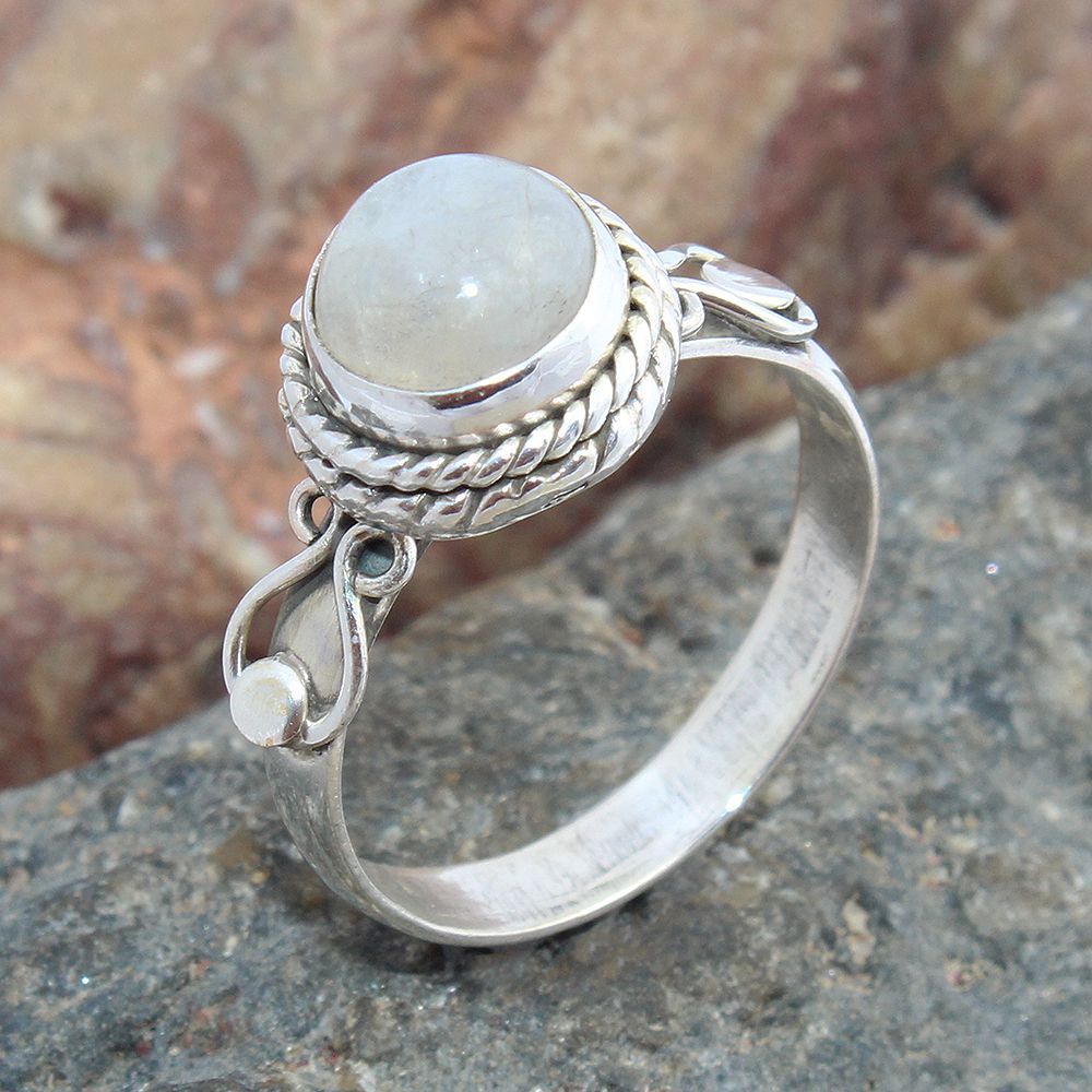 925 SOLID STERLING SILVER NATURAL RAINBOW MOONSTONE GEMSTONES HANDMADE RING, ALL SIZES AVAILABLE