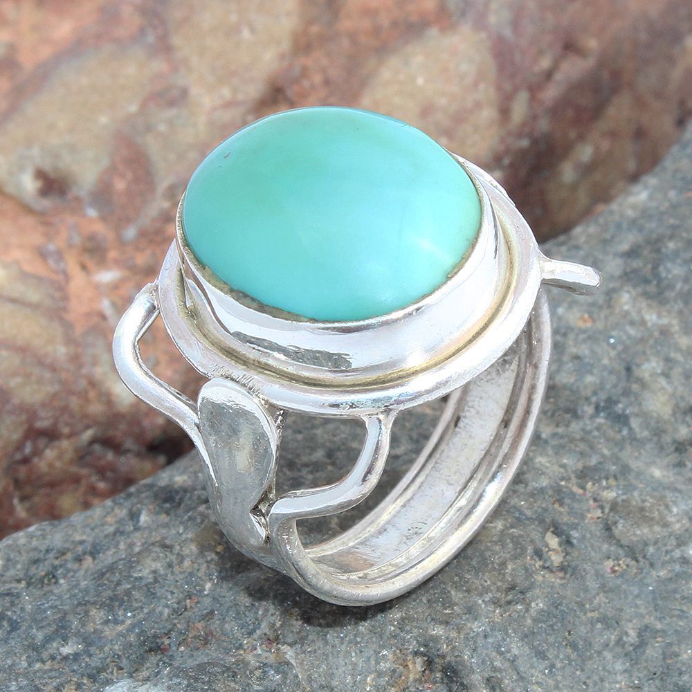 925 SOLID STERLING SILVER NATURAL TURQUOISE GEMSTONES HANDMADE RING, ALL SIZES AVAILABLE