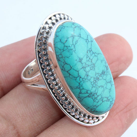 925 SOLID STERLING SILVER NATURAL TURQUOISE GEMSTONES HANDMADE RING, ALL SIZES AVAILABLE