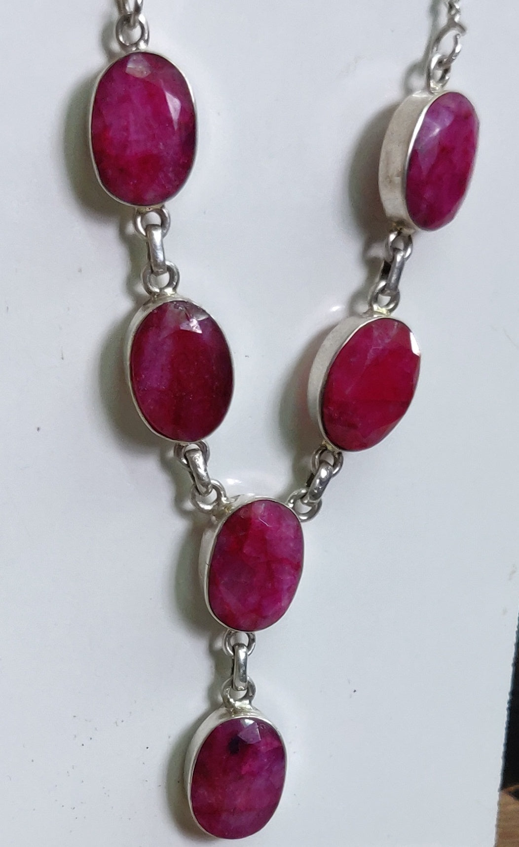 925 SOLID STERLING SILVER NATURAL RUBY HANDMADE NECKLACE,18 INCHES