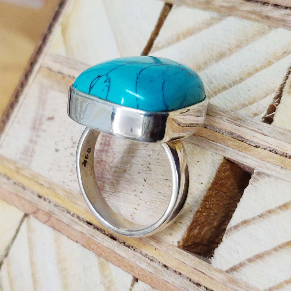 925 SOLID STERLING SILVER NATURAL TURQUOISE GEMSTONES HANDMADE RING, ALL SIZES AVAILABLE