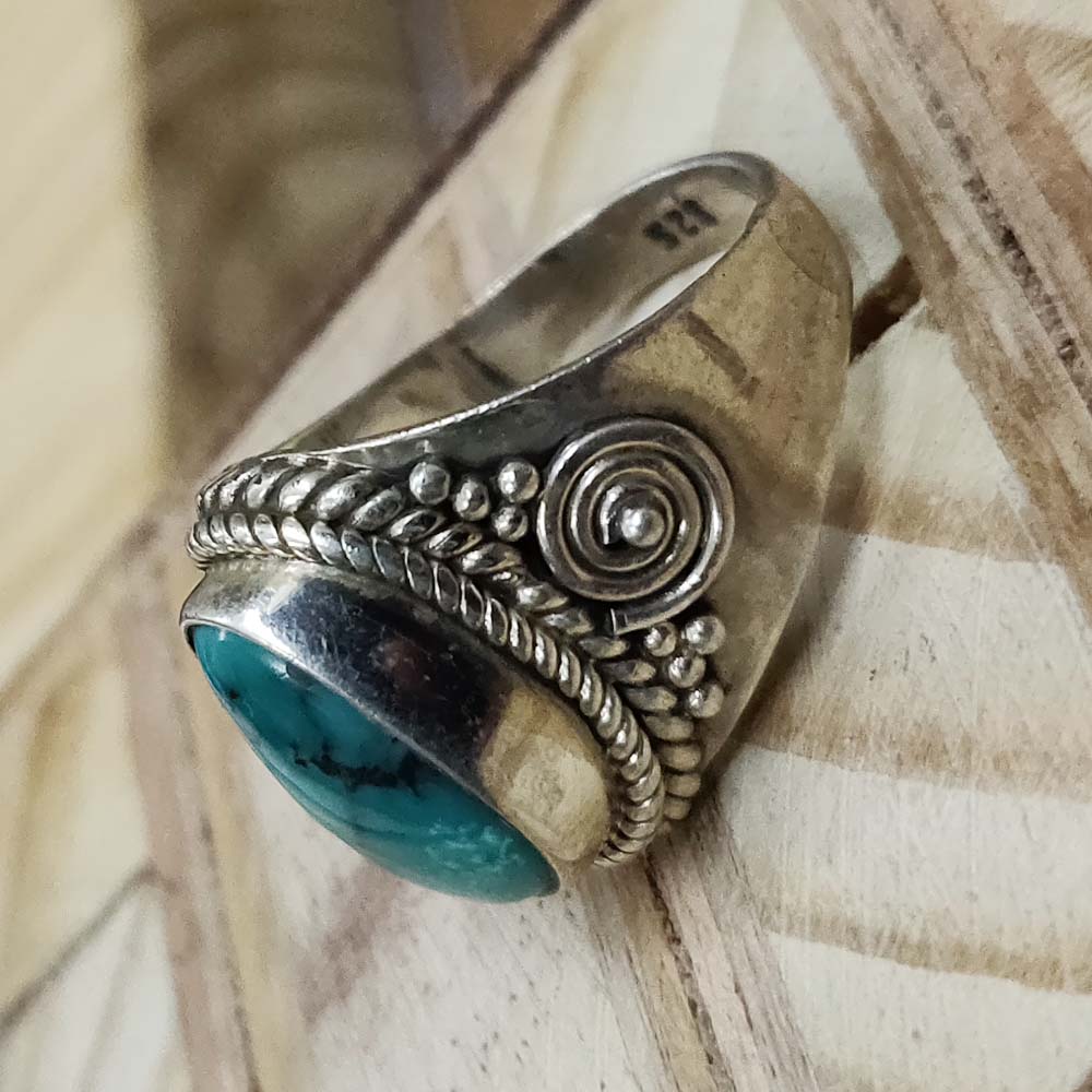 925 SOLID STERLING SILVER NATURAL TURQUOISE GEMSTONES HANDMADE RING, ALL SIZES AVAILABLE