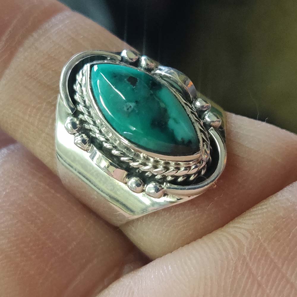 925 SOLID STERLING SILVER NATURAL TURQUOISE GEMSTONES HANDMADE RING, ALL SIZES AVAILABLE