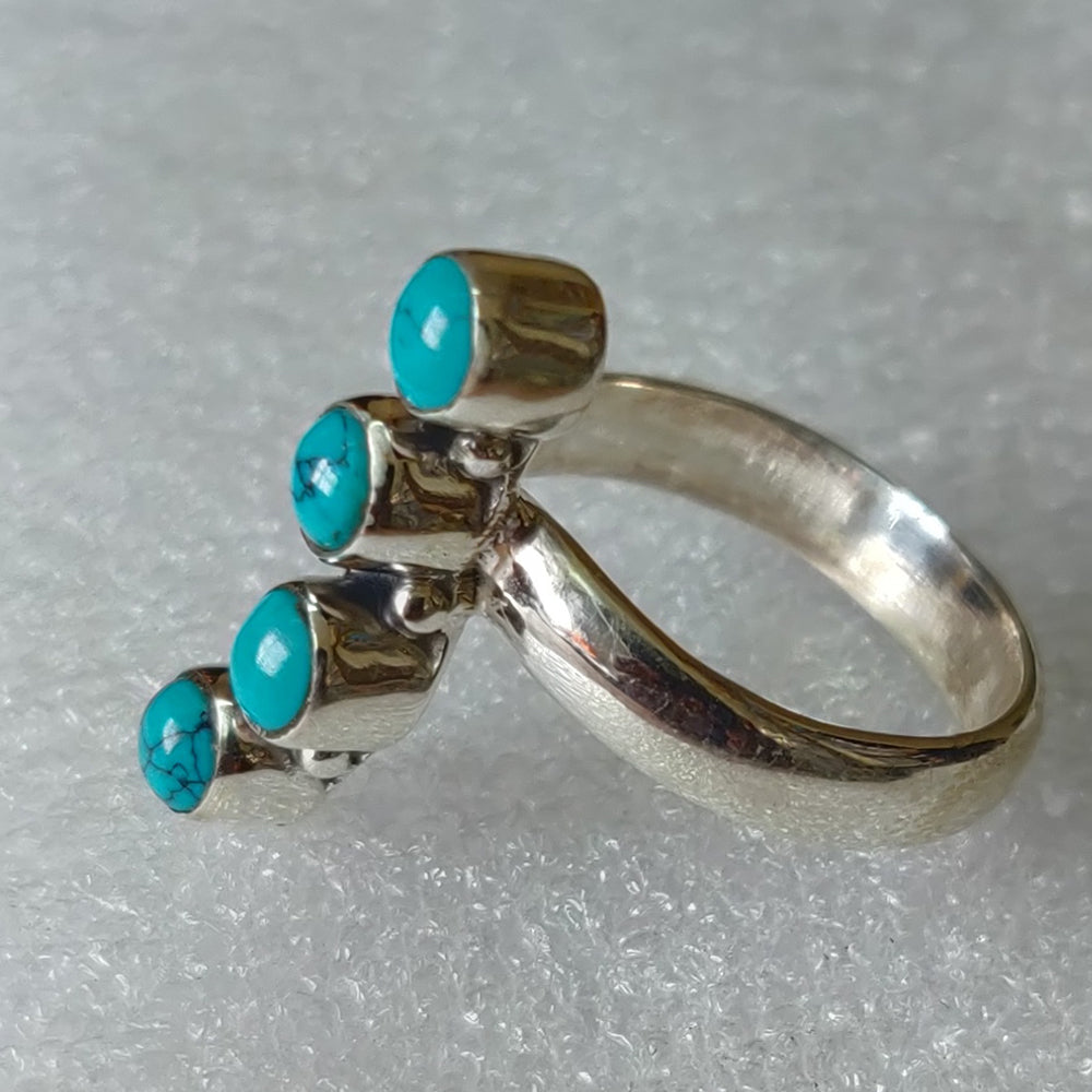 925 SOLID STERLING SILVER NATURAL TURQUOISE GEMSTONES HANDMADE RING, ALL SIZES AVAILABLE