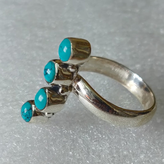 925 SOLID STERLING SILVER NATURAL TURQUOISE GEMSTONES HANDMADE RING, ALL SIZES AVAILABLE