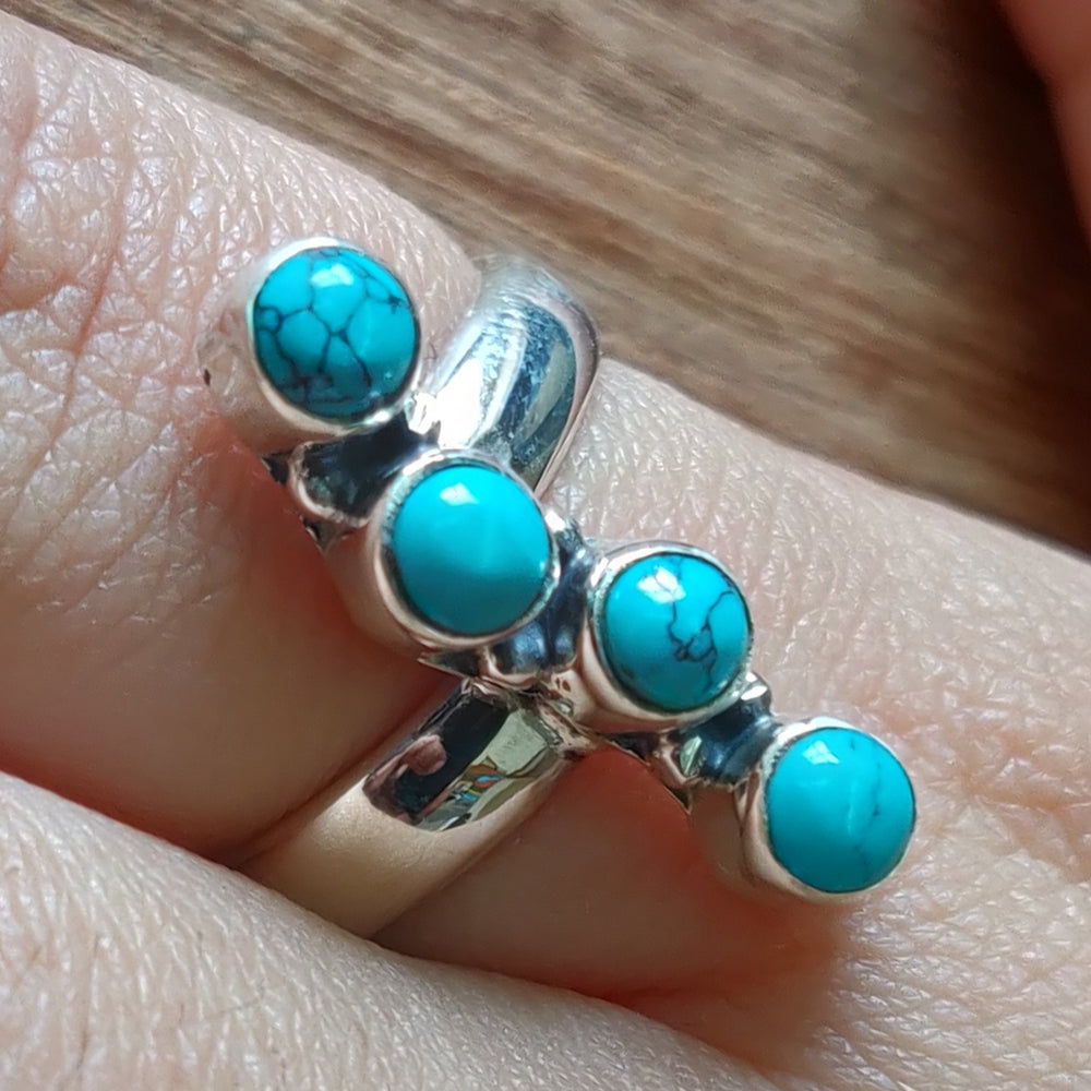 925 SOLID STERLING SILVER NATURAL TURQUOISE GEMSTONES HANDMADE RING, ALL SIZES AVAILABLE