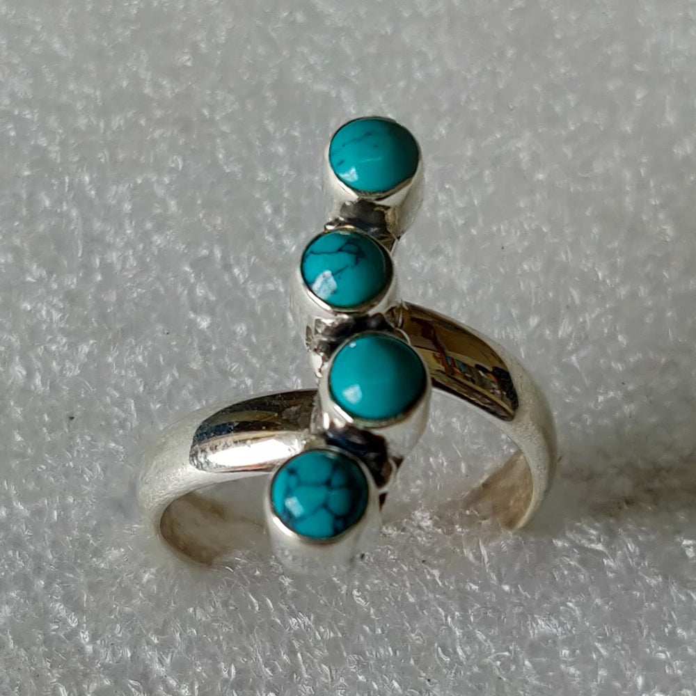 925 SOLID STERLING SILVER NATURAL TURQUOISE GEMSTONES HANDMADE RING, ALL SIZES AVAILABLE