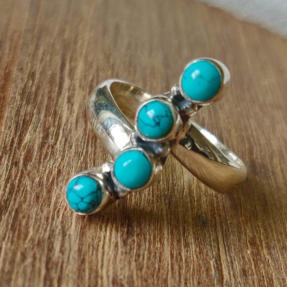 925 SOLID STERLING SILVER NATURAL TURQUOISE GEMSTONES HANDMADE RING, ALL SIZES AVAILABLE