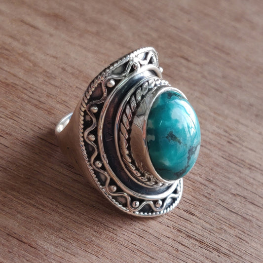 925 SOLID STERLING SILVER NATURAL TURQUOISE GEMSTONES HANDMADE RING, ALL SIZES AVAILABLE