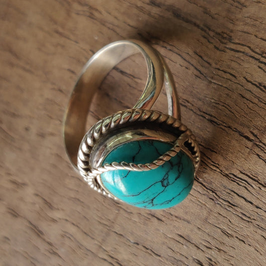 925 SOLID STERLING SILVER NATURAL TURQUOISE GEMSTONES HANDMADE RING, ALL SIZES AVAILABLE