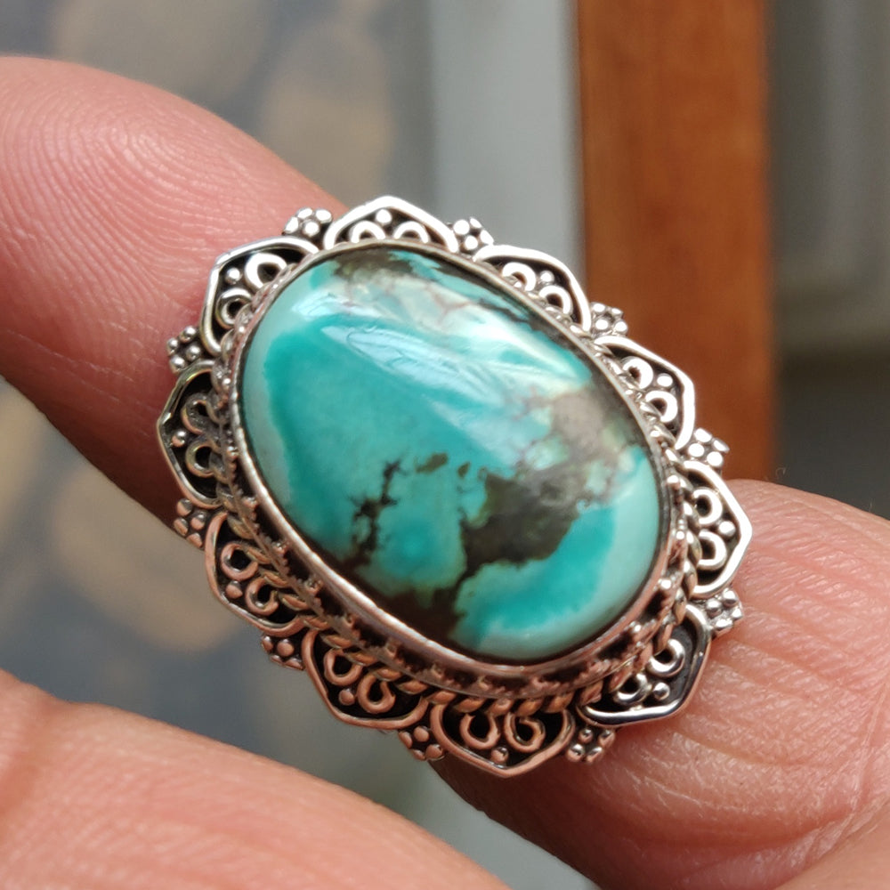 925 SOLID STERLING SILVER NATURAL TURQUOISE GEMSTONES HANDMADE RING, ALL SIZES AVAILABLE