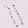 925 SOLID STERLING SILVER NATURAL RAINBOW MOONSTONE GEMSTONE HOOK EARRING