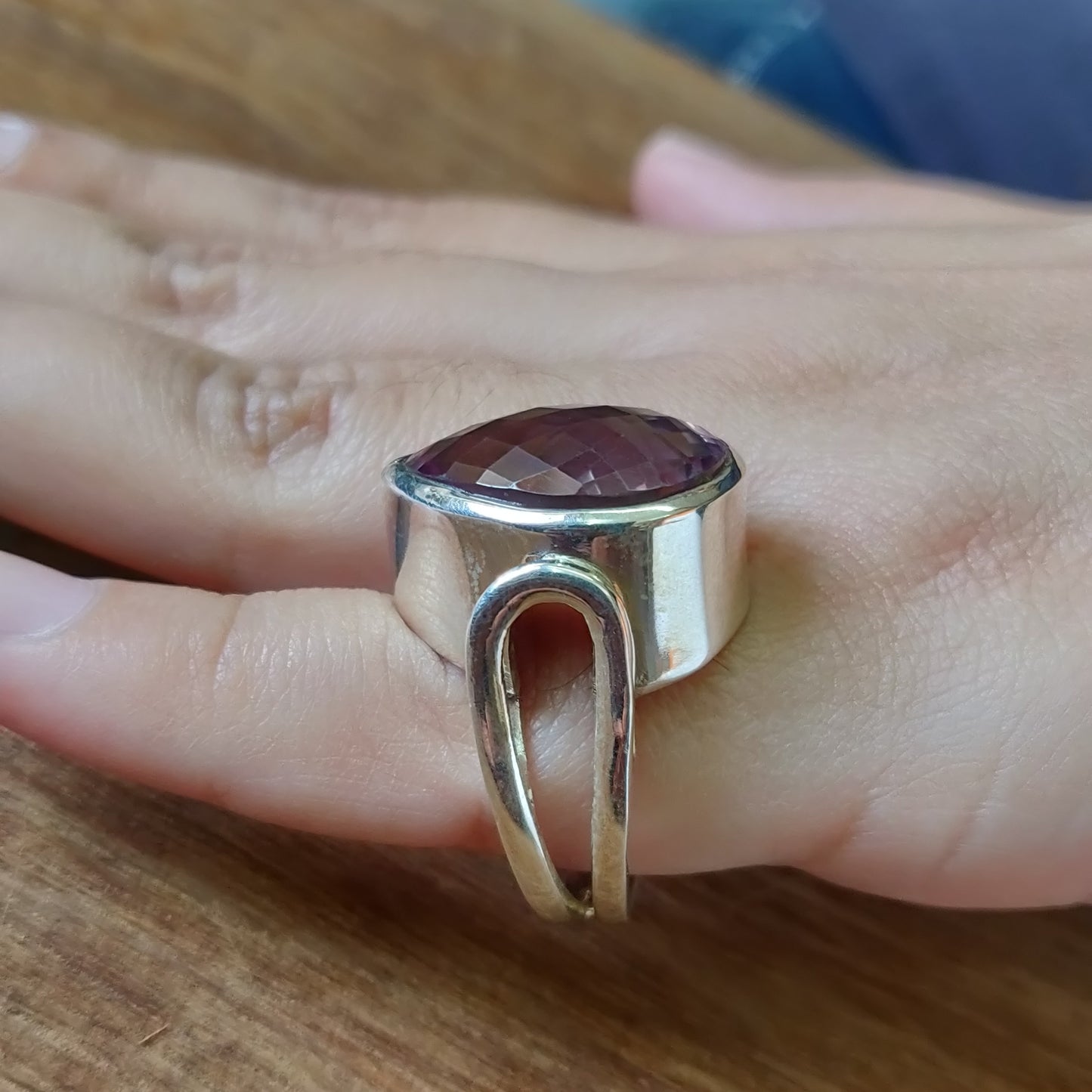 925 SOLID STERLING SILVER NATURAL PURPLE AMETHYST GEMSTONES HANDMADE RING, ALL SIZES AVAILABLE