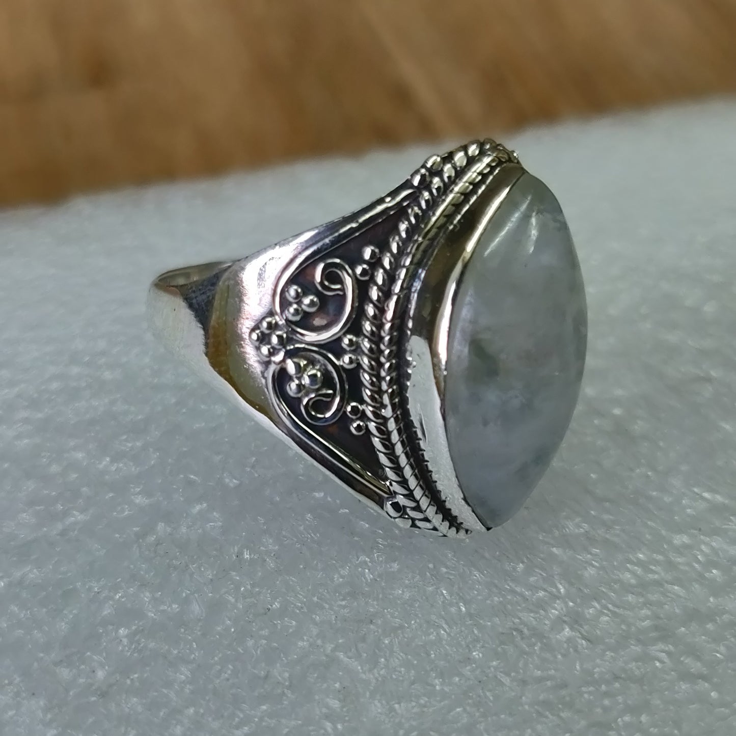 925 SOLID STERLING SILVER NATURAL RAINBOW MOONSTONE GEMSTONES HANDMADE RING, ALL SIZES AVAILABLE