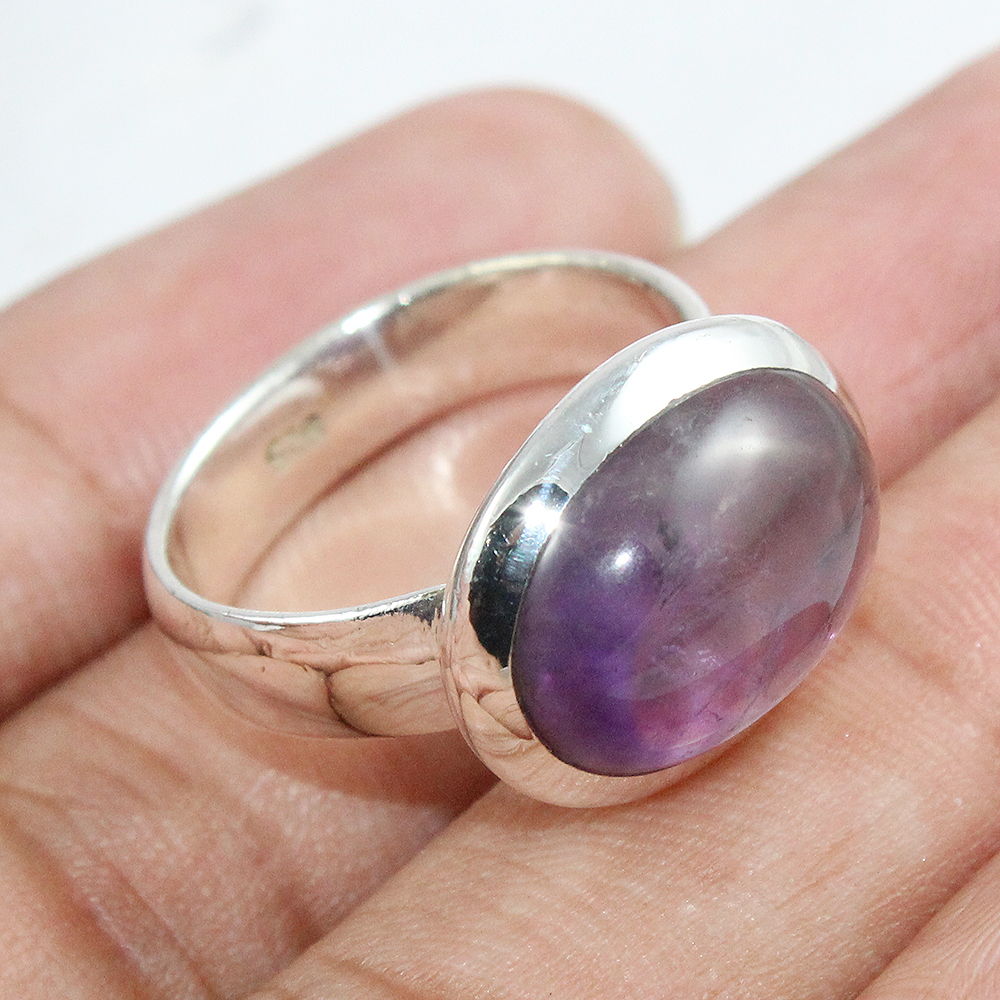 925 SOLID STERLING SILVER NATURAL PURPLE AMETHYST GEMSTONES HANDMADE RING, ALL SIZES AVAILABLE