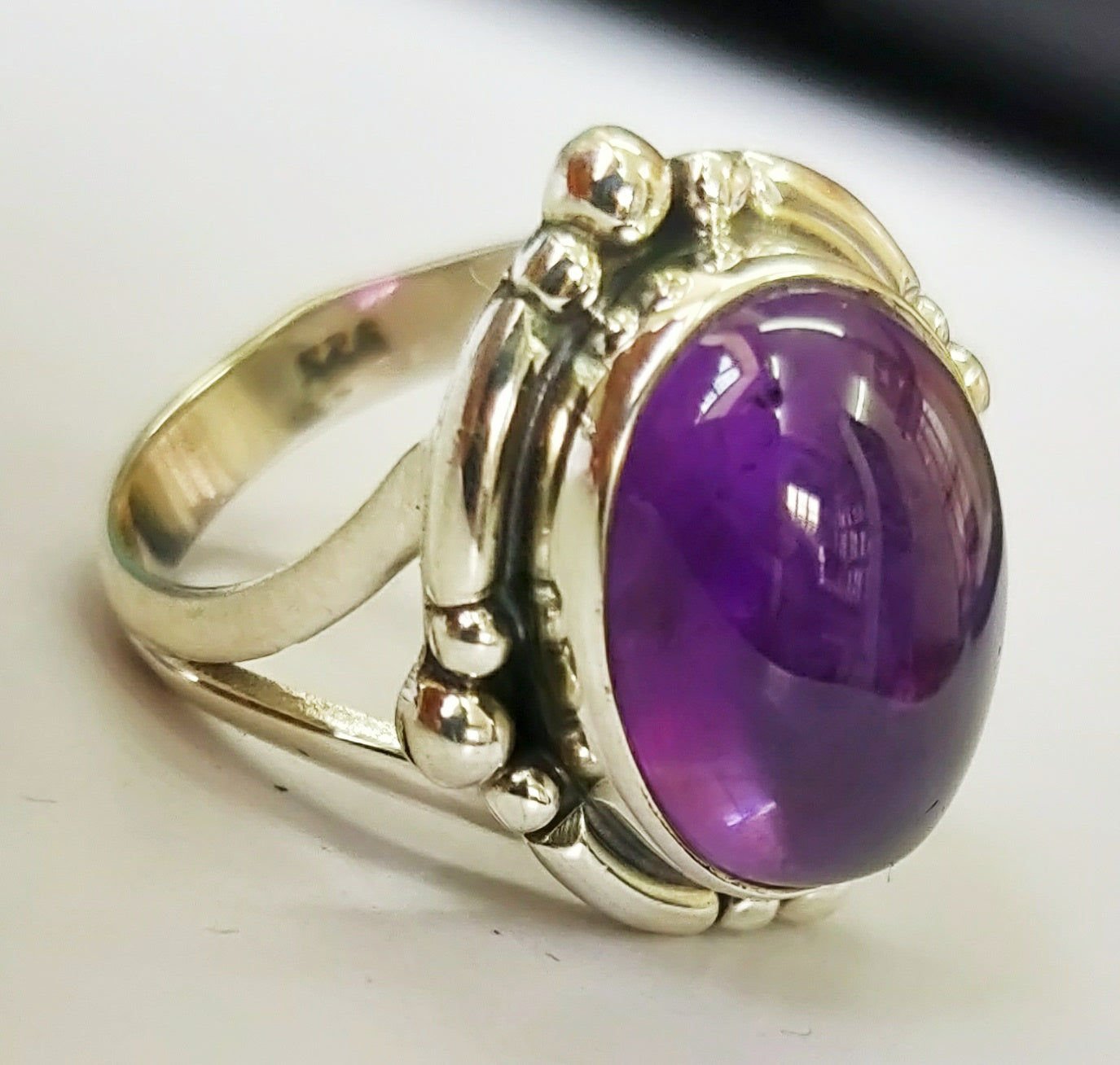 925 SOLID STERLING SILVER NATURAL PURPLE AMETHYST GEMSTONES HANDMADE RING, ALL SIZES AVAILABLE