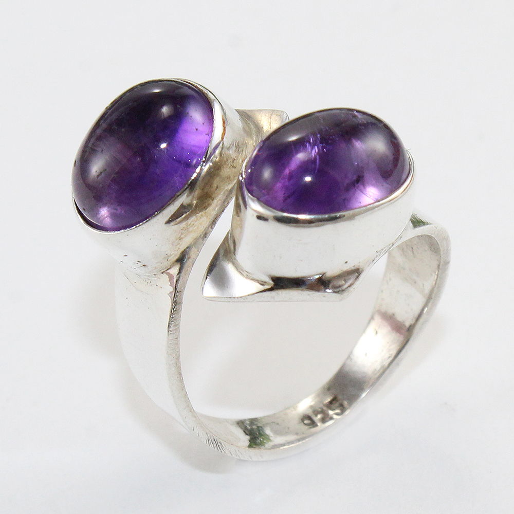 925 SOLID STERLING SILVER NATURAL PURPLE AMETHYST GEMSTONES HANDMADE RING, ALL SIZES AVAILABLE