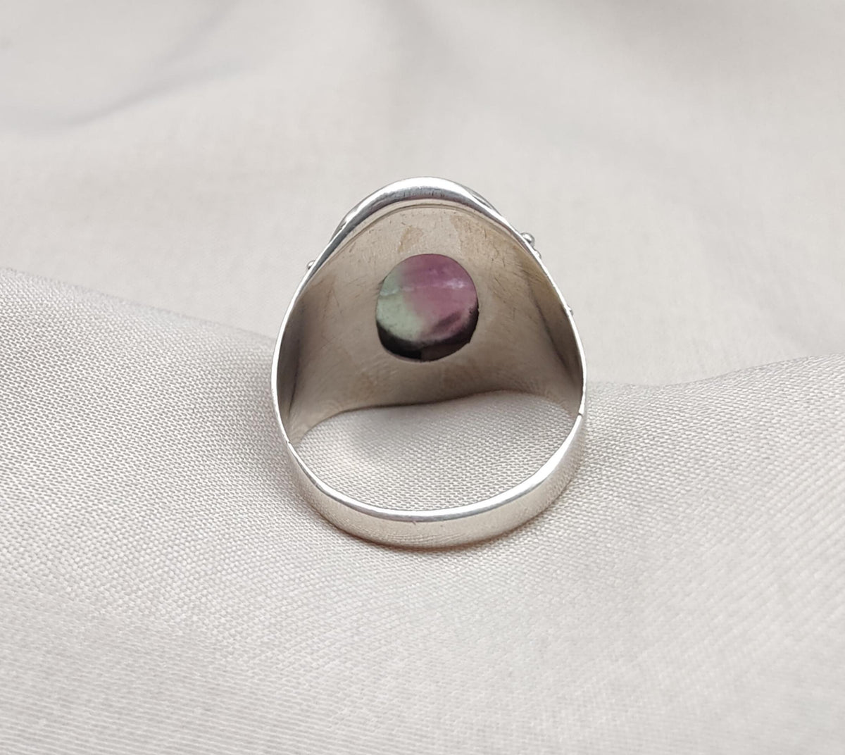 Rainbow Fluorite Ring: 925 Sterling Silver Boho Statement Jewelry