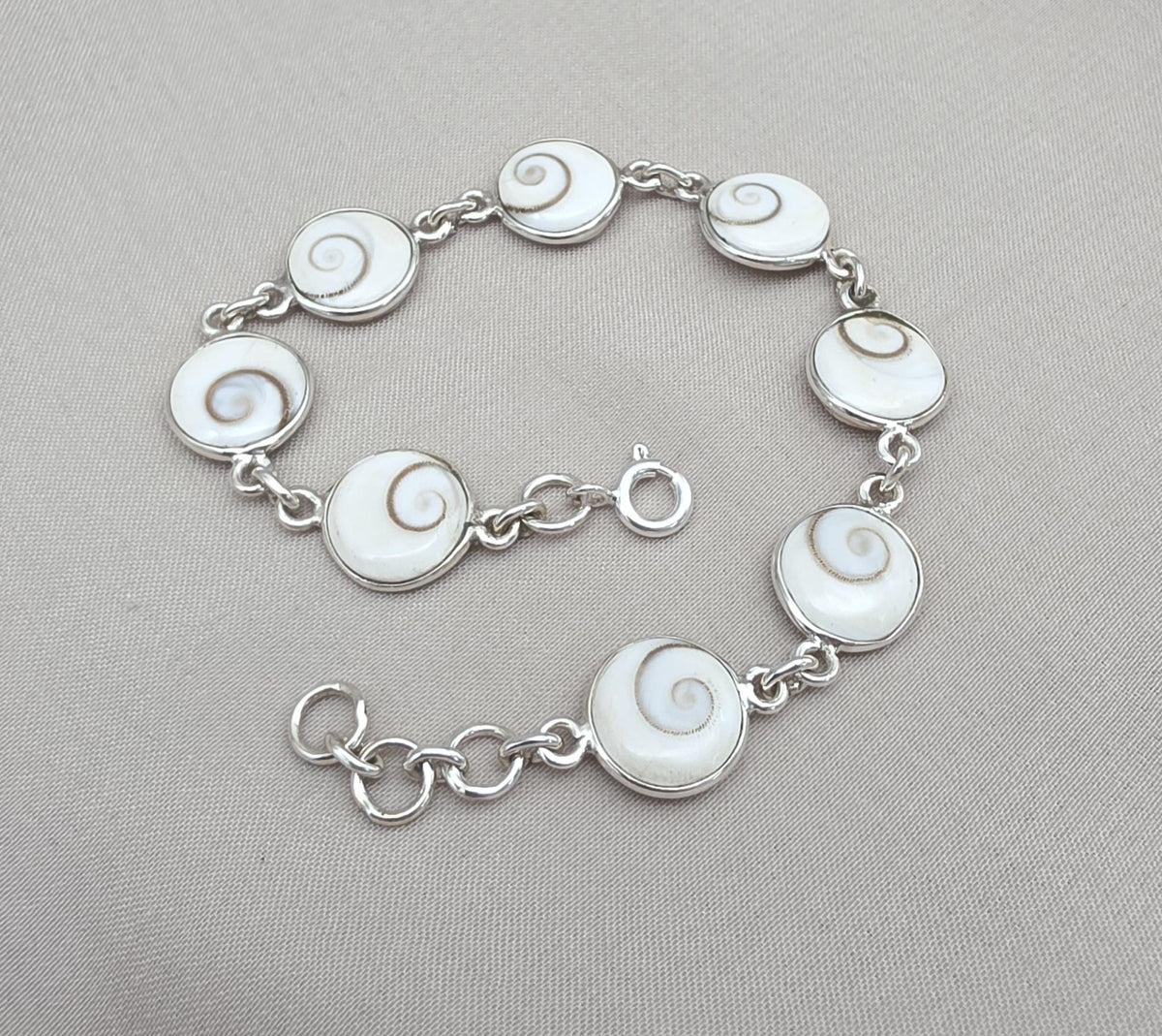 Shiva Eye Bracelet 925 Silver Shell Bracelet Spiritual Protection Jewelry Gift for Her
