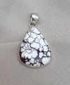 925 Sterling Silver Wild Horse Jasper Pendant Necklace: Teardrop, Boho Healing Crystal
