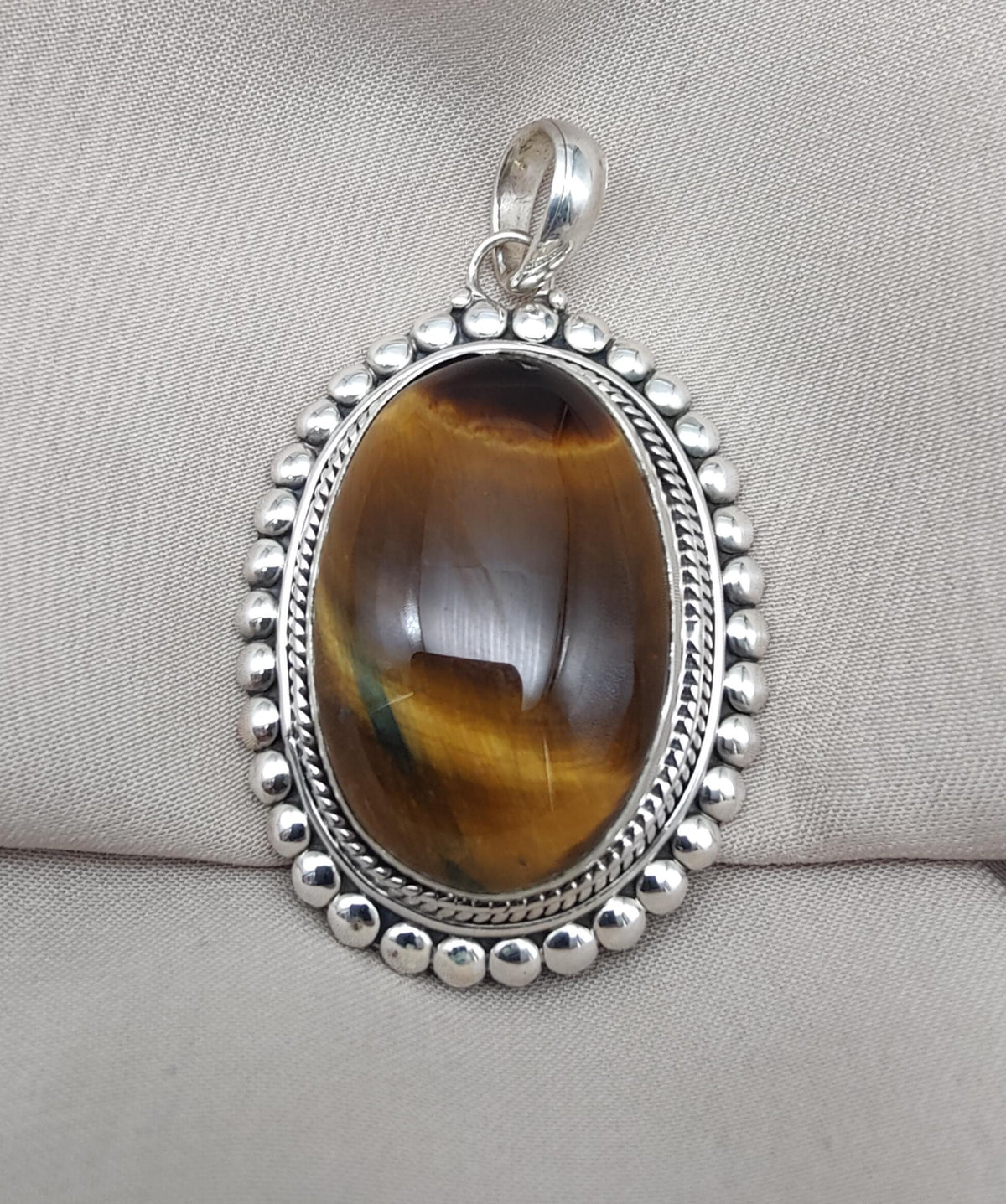 Tiger Eye Pendant | Handmade 925 Sterling Silver Necklace, Healing Stone