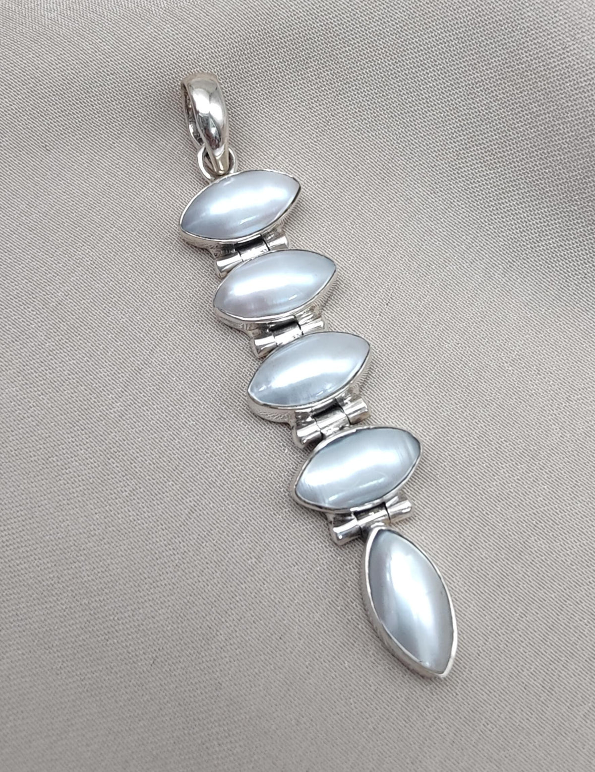Handmade Pearl Pendant: 925 Sterling Silver Marquise Gemstone