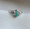 Green Onyx Ring Marquise Cut 925 Sterling Silver Boho Geometric Statement Jewelry