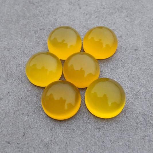 AAA+ Quality Natural Mango Chalcedony Round Shape Cabochon Flat Back Calibrated Wholesale Gemstones, All Sizes Available